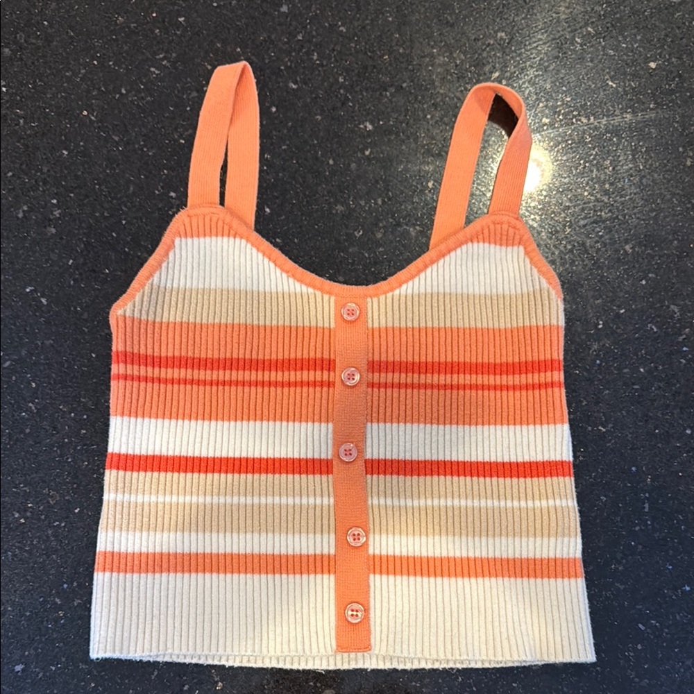 3/$10 Bundle Forever 21 Orange and White Ribbed Crop Tank Top